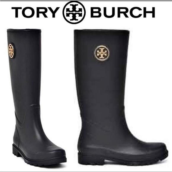 Tory Burch Shoes Tory Burch Black Sarah Calf Rain Boots Poshmark